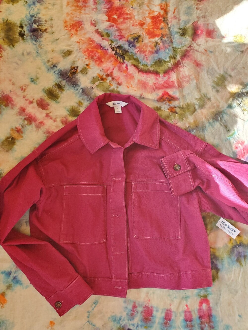 Old Navy Fuchsia Cropped Jean Jacket